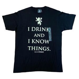 Game Of Thrones T-Shirt Mens Size M Black Short Sleeve I DRINK AND I KNOW THINGS